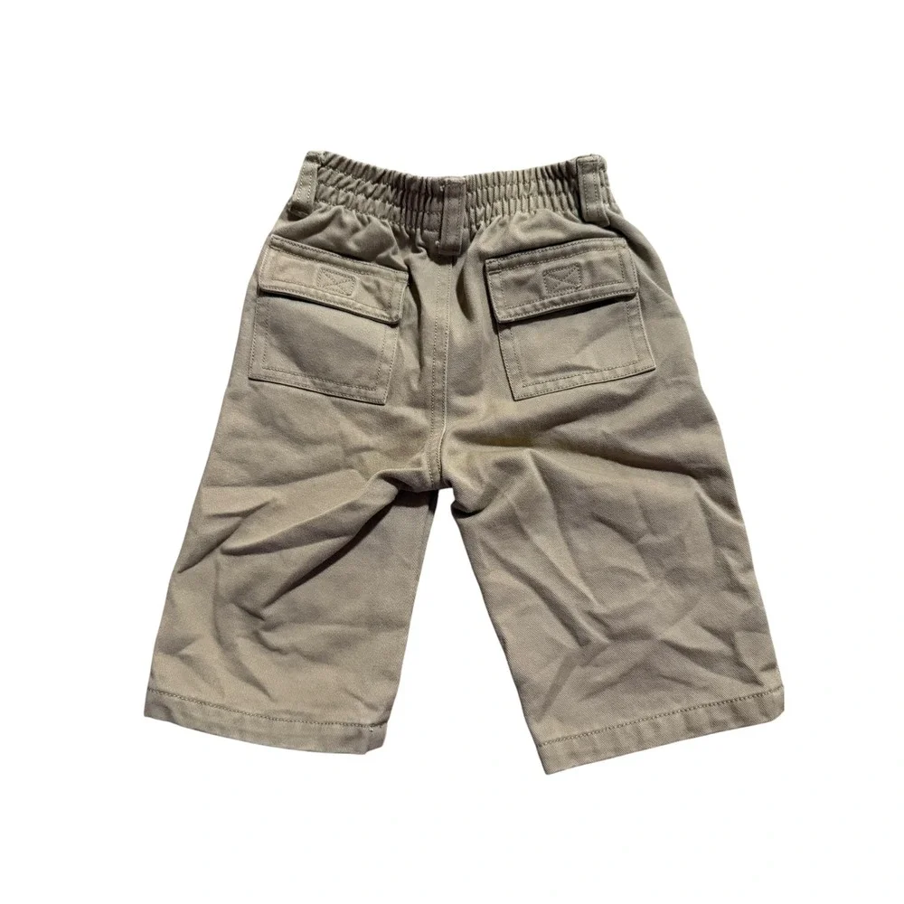 Janie and Jack Baby Boys Green Yellow Rugby Shirt and Khaki Pants Set 3-6 Months